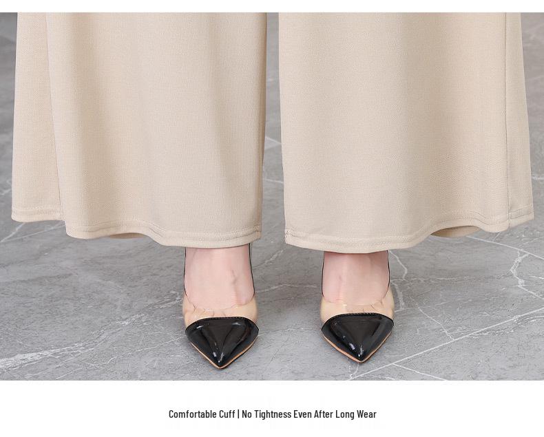 High-Waist Wide-Leg Drapey Pants for Middle-Aged & Elderly Women - Casual, Loose, Straight-Leg Fit for Spring & Autumn