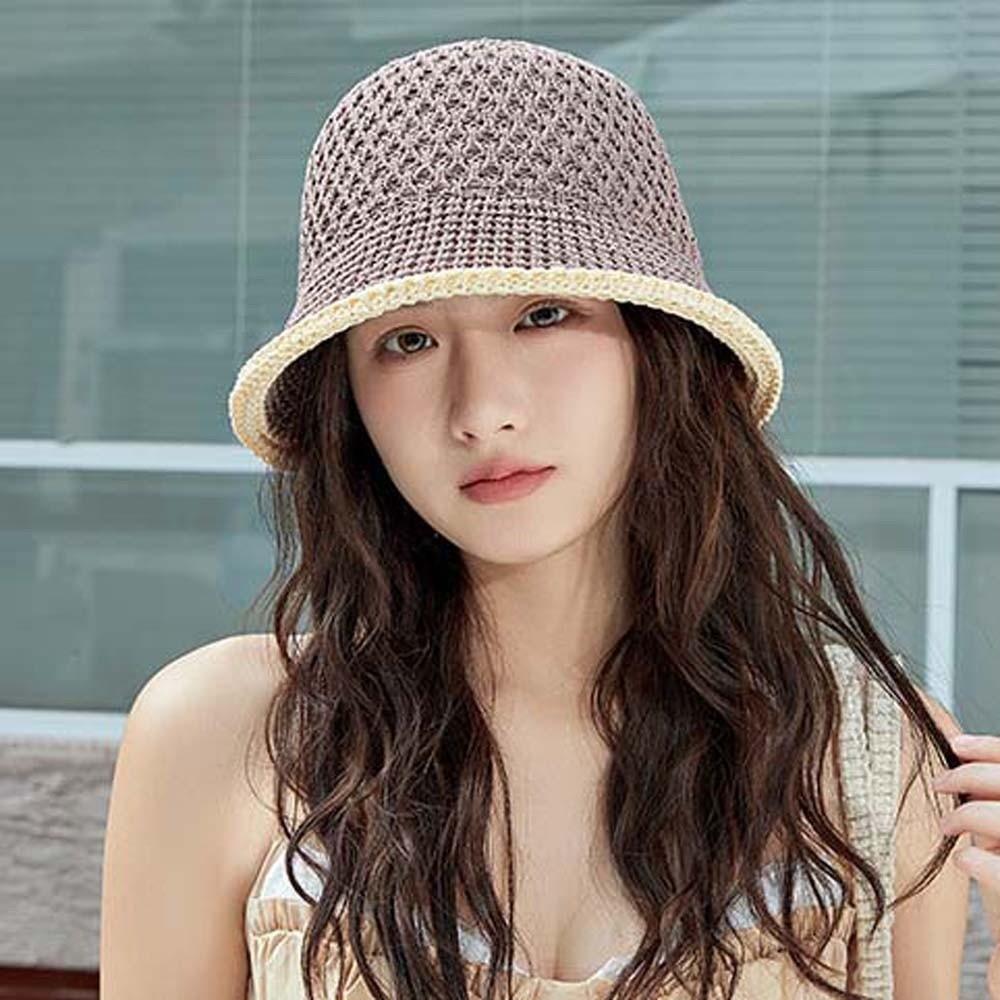Hollow Out Sunshade Basin Cap Temperament Bow Fisherman Hat Knitted Bucket Hat  Travel
