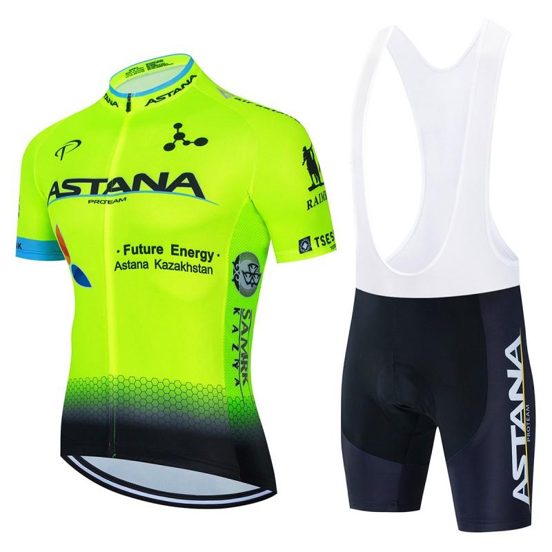 Mens Cycling Jersey Set Breathable Quick-Dry Short Sleeve Kit ASTANA Team Style Ride Wear