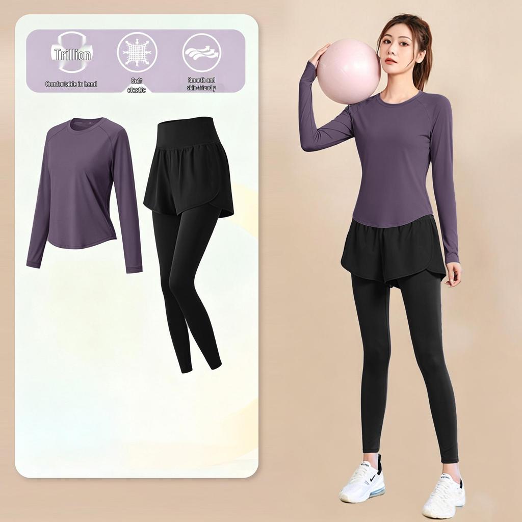 Women's High-End Short-Sleeve Sport T-Shirt & Fitness Set - Breathable, Quick-Drying Yoga and Running Wear