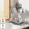 Stainless Steel Dish Drying Rack with Knife Holder