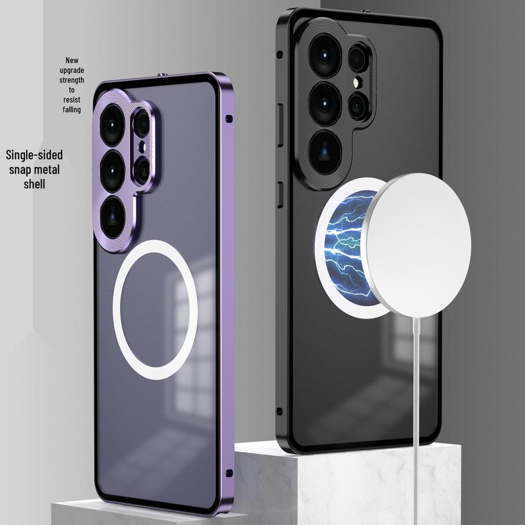 Samsung S26 Ultra Magnetic Buckle Phone Case, S25 Plus Metal Lens, S24 Drop Protection
