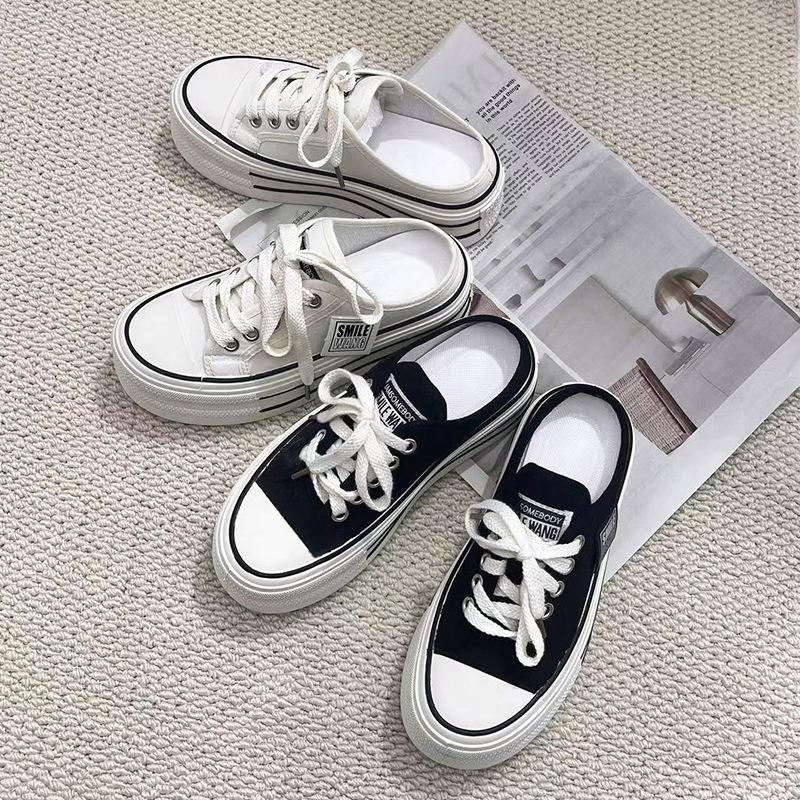 Summer new thick-soled heightening slippers female lazy one-pedal trend half-drag fashion casual espadrilles