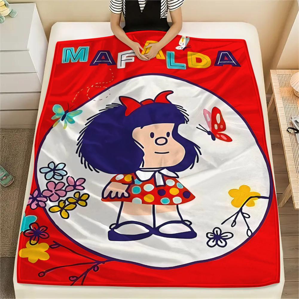 

1PC Mafalda Print Flannel Blanket, High quality All Seasons, Home Decor, Warmth and Comfort, Perfect for Christmas Gifts 80cm x 120cm