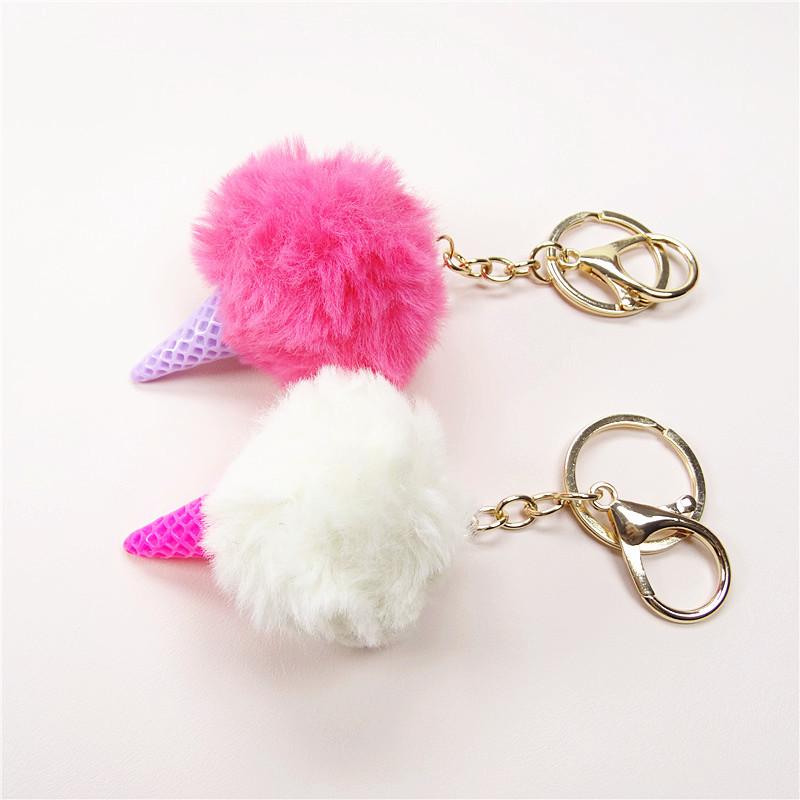 Adorable Ice Cream Cone Keychain Plush Pendant - Creative Cartoon Gift