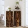 Plant Stand Set of 2 Smoked Oak Finish 33 X 33 X 100 Cm Wood Based Material