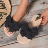 Fashion Women Slippers New Summer Casual Shoes Comfortable Flax Slippers Striped Bow Linen Platform Sandals Ladies Indoor Slides Women