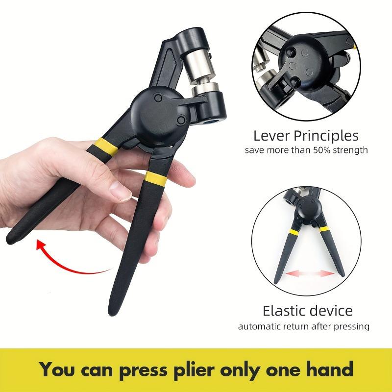 "1set 200pcs Heavy-Duty Metal Eyelet Punch Kit with 3/8"" Eyelets, Automatic Spring Mechanism, Ergonomic Handle, for Tarp, Leather, Fabric"
