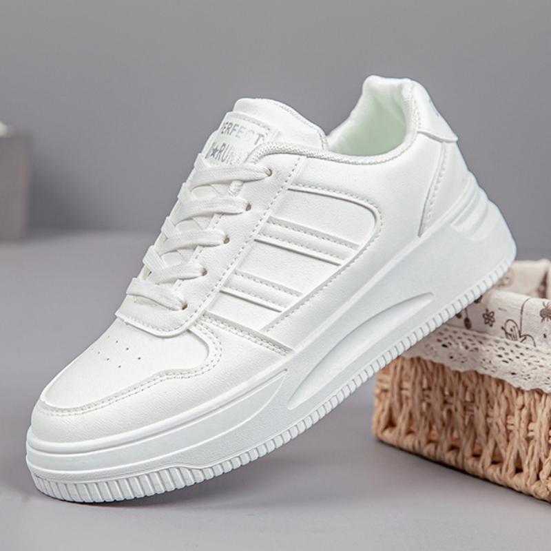 White Shoes for Women, Fashionable and Versatile Sports Shoes, Wear-resistant, Breathable and Height-increasing Casual Shoes