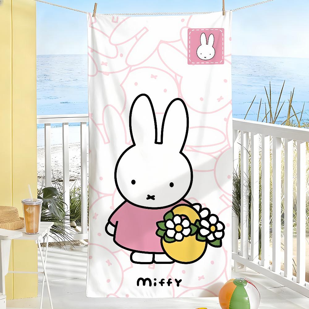 Cute M-Miffy-S Rabbit Kawaii Towel Sports Quick Dry Travel Camping Gear Sandproof Soft Light Large Beach Towel