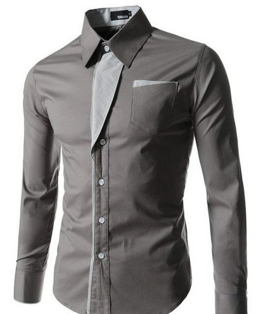 2023 Striped Multi-Color Slim Fit Men's Long Sleeve Shirt