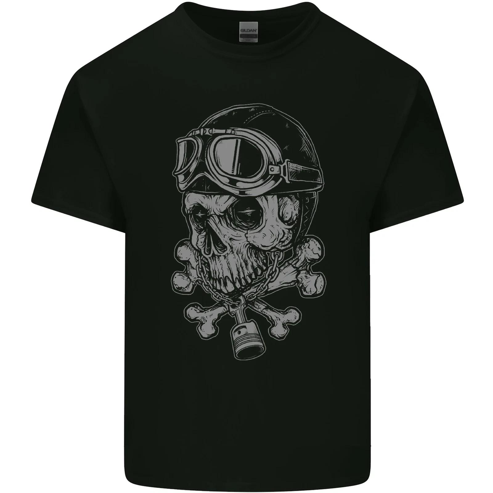 Biker Skull Rider Motorbike Motorcycle Kids T-Shirt Childrens M