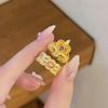 Medieval Vintage Light Luxury Love Crown Open Ring Zircon Exquisite Elegant Retro Court Style Index Finger Ring