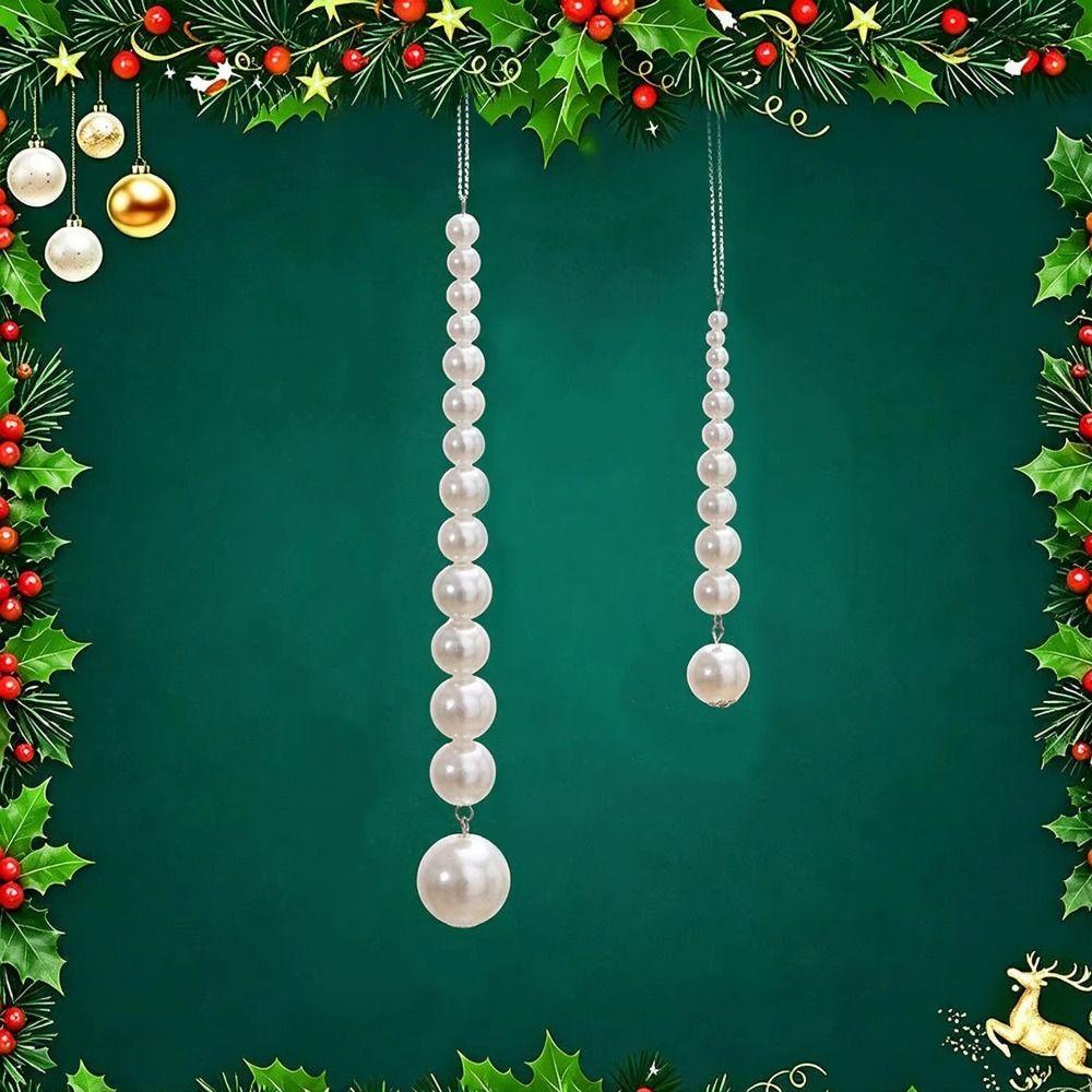 Home Decor Xmas Hanging Pendant Beaded Pearl Christmas Tree Hanging Party Decoration