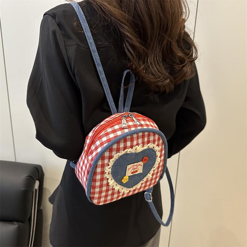 Denim Mini Backpack for Women Quilted Chain Shoulder Bookbag