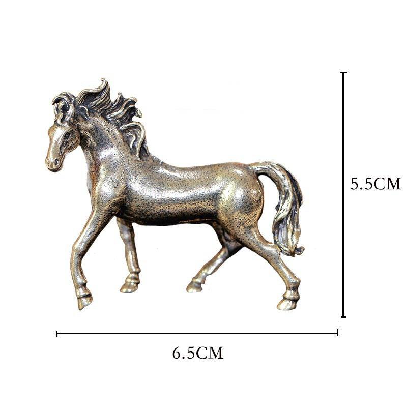 Brass Horse Figurine Sculpture, Animal Statue, Miniature Bronze Statue, Pure Copper Desktop Decoration