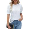 Round Neck Casual Button-down Short-sleeved Top