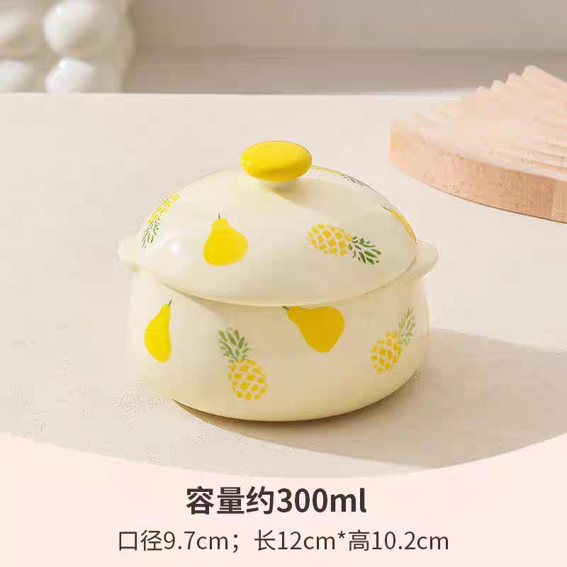 Cute binaural steamed egg bowl with lid stew cup soup cup crock pot baby special complementary food tableware steamed egg custard stew