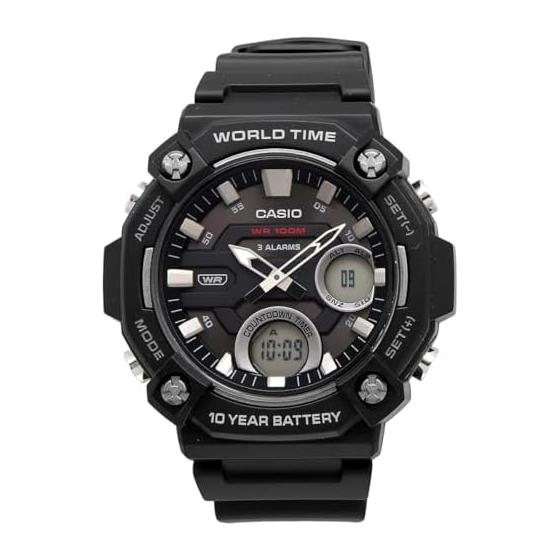 [Casio] CASIO World Time Telememo Ana-Digi Quartz Watch AEQ-120W-1AV Men's Black Overseas Model [Parallel Import]
