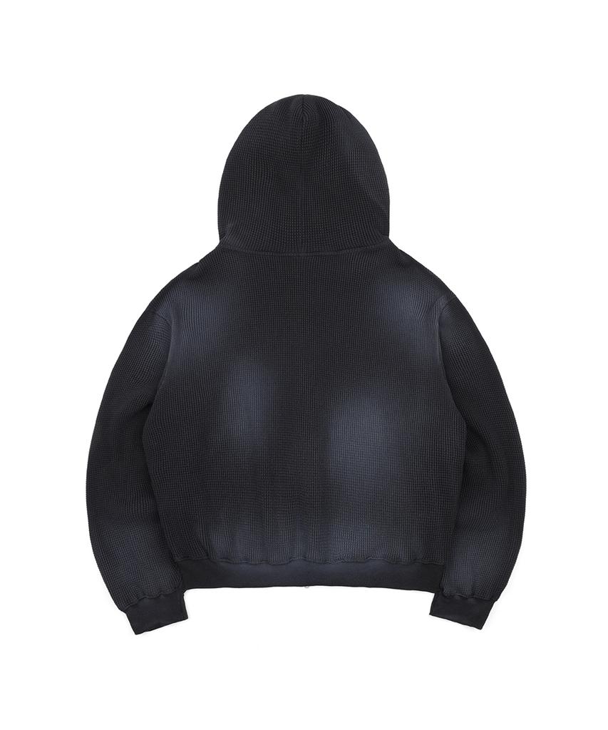 Easy No Easy Washed Star Waffle Zip-Up Hoodie - Black