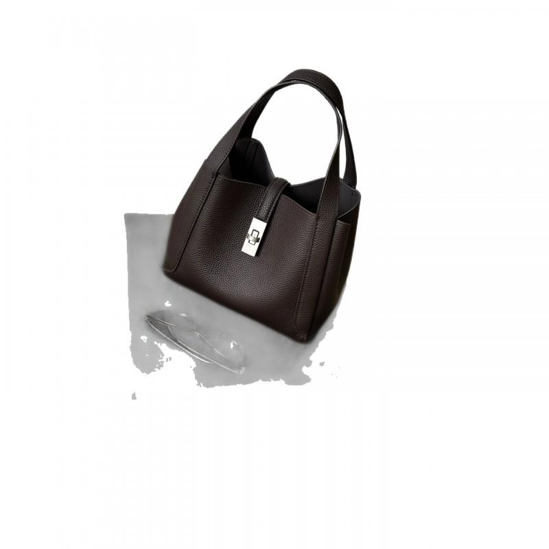 Bucket Bag Women's 2025 New Authentic Leather Portable Vegetable Basket All-matching One-shoulder Cross-body