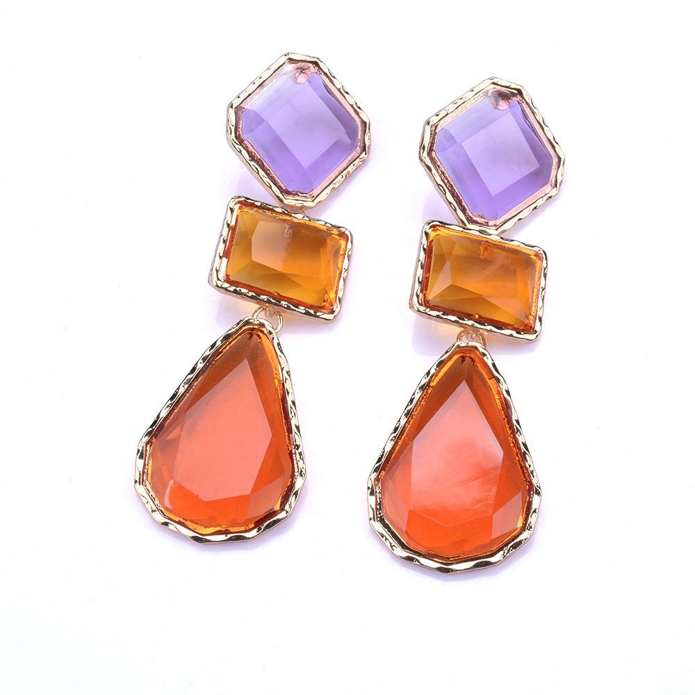 Fashion Alloy Color Resin Dangle Earrings, Exaggerated Minimalist Geometric Jewelry For Women