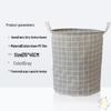 Foldable Cotton Linen Laundry Hamper: Round Waterproof Plaid Storage Bin for Dirty Clothes and Toys