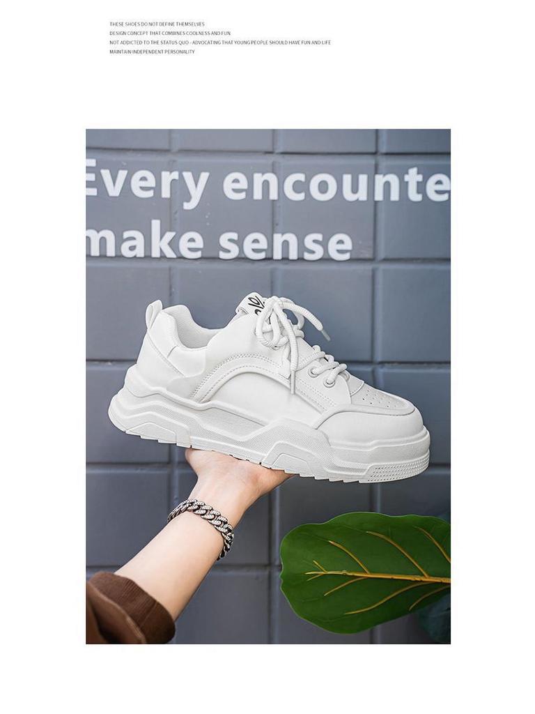 2025 Spring Men's Breathable White Trendy Thick Sole Skate & Casual Dad Shoes