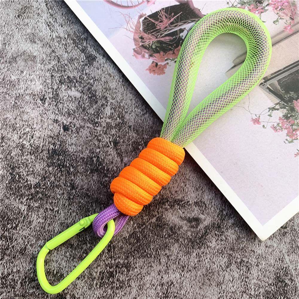 Accessories Fluorescent Phone Strap Braided Strips Keycord Mesh Lanyard Keychains Key Rings