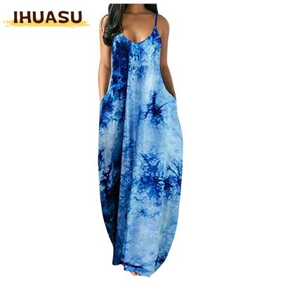 Vestidos Casuales de Verano Primavera sin Mangas con Cuello en V