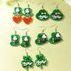 St. Patrick's Day Shamrock Green Hat Acrylic Earrings