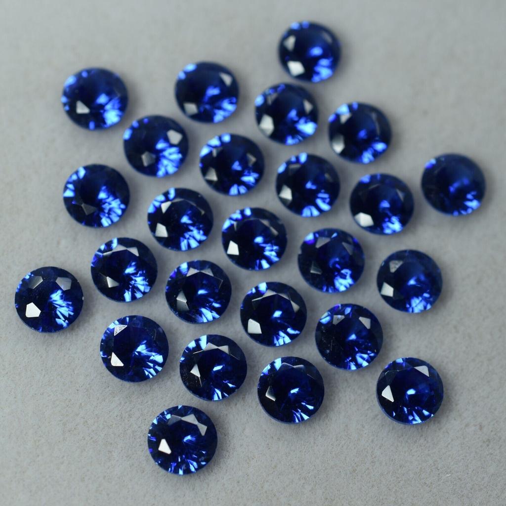 20 Pcs Natural Blue Sapphire Round Ring & Jewelry Gemstone CERTIFIED Lot 5x5 Mm Y-62150524