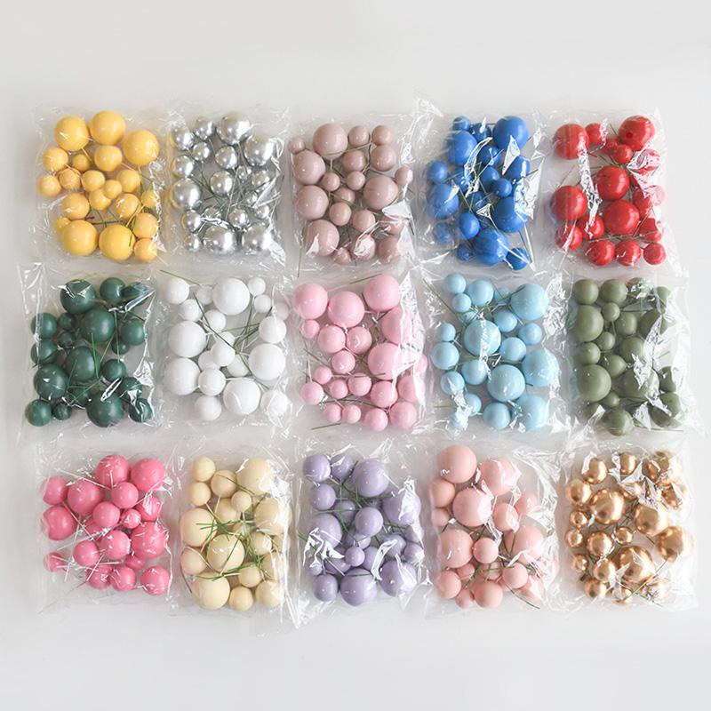 20pcs Colorful Balls Cake Topper Mini Balloons Cupcake Insert Sticks for Wedding Birthday Party Cake DIY Decoration Baby Shower