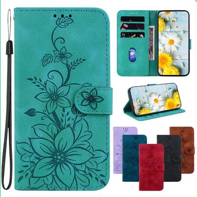 Lily Fower Embossed Flip Leather Case For OnePlus Nord 4/Nord N30 SE N20 SE/Nord 2T Kickstand Wallet Card Slots Cover for OnePlus 11/Nord N20 Holster