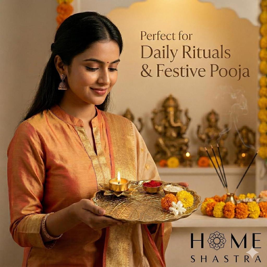 Aluminium Pooja Thali 10 Inch with Tea Light Holder | Durable & Rust Resistant