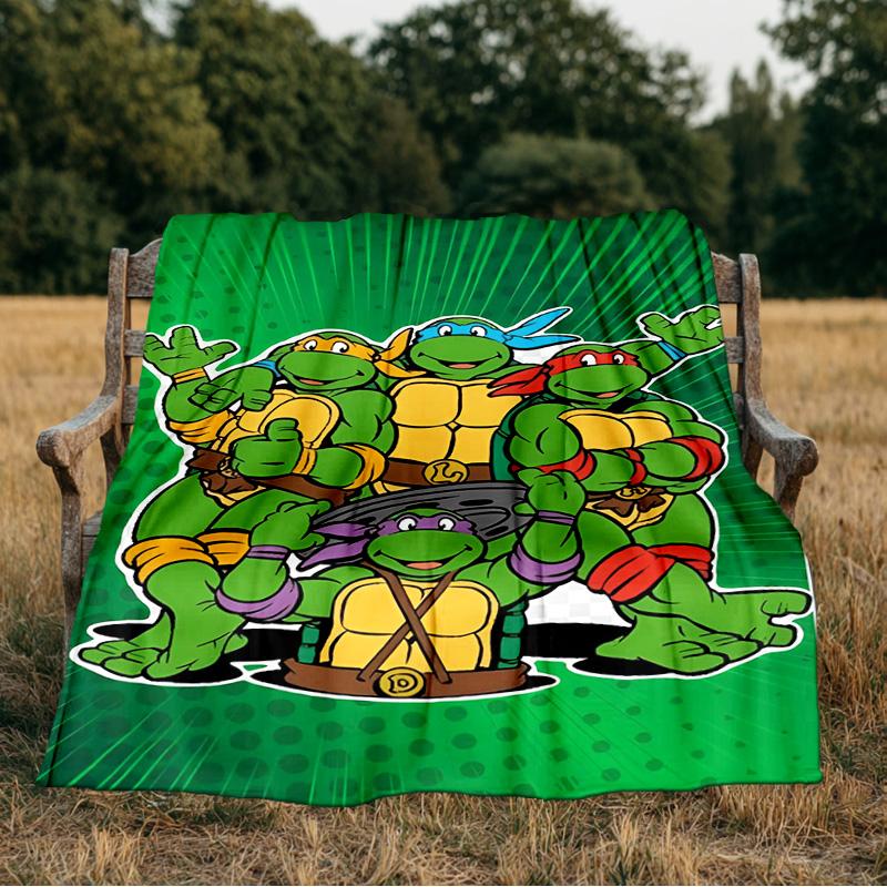 Turtles Team Adventure Blanket Flannel Throw for Sofa, Indoor, Camping, Living Room, Office, Chair, And Bed Soft Birthday Gift