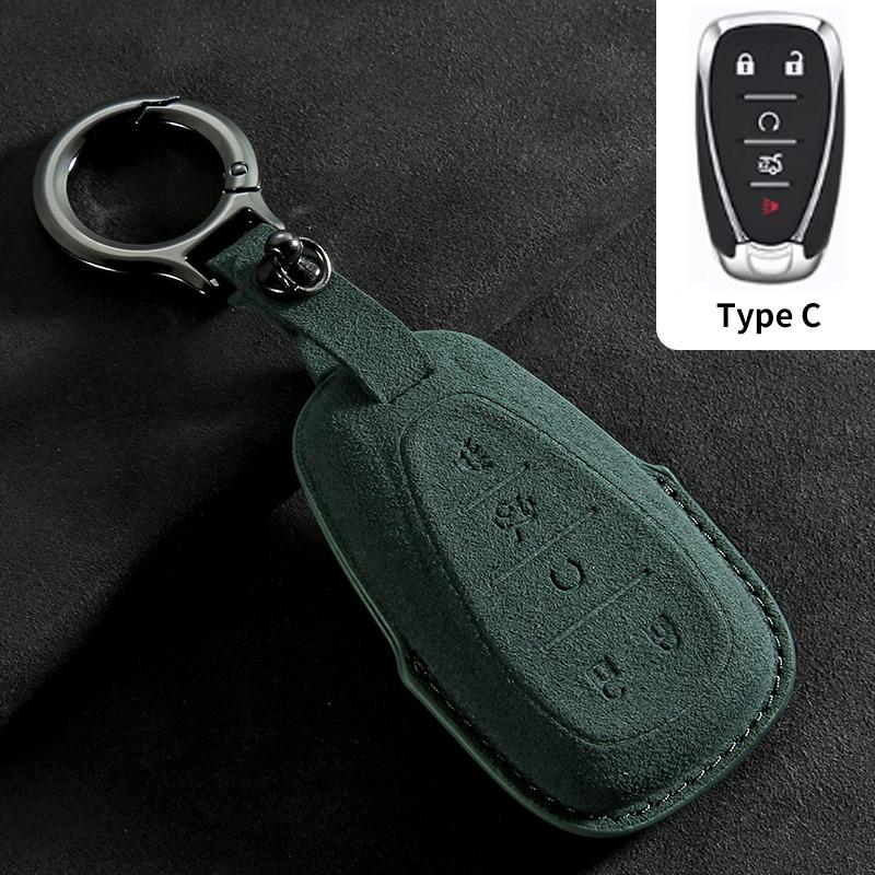 Suede Car Key Case Cover For Chevrolet Chevy Malibu Camaro Cruze Traverse Spark Equinox Sonic Volt Key Protective Shell Keychain