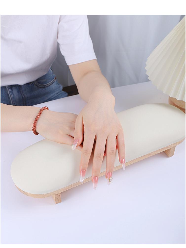 High-End Nail Art Cushion Set: Natural Wood Base & Japanese Leather Tools
