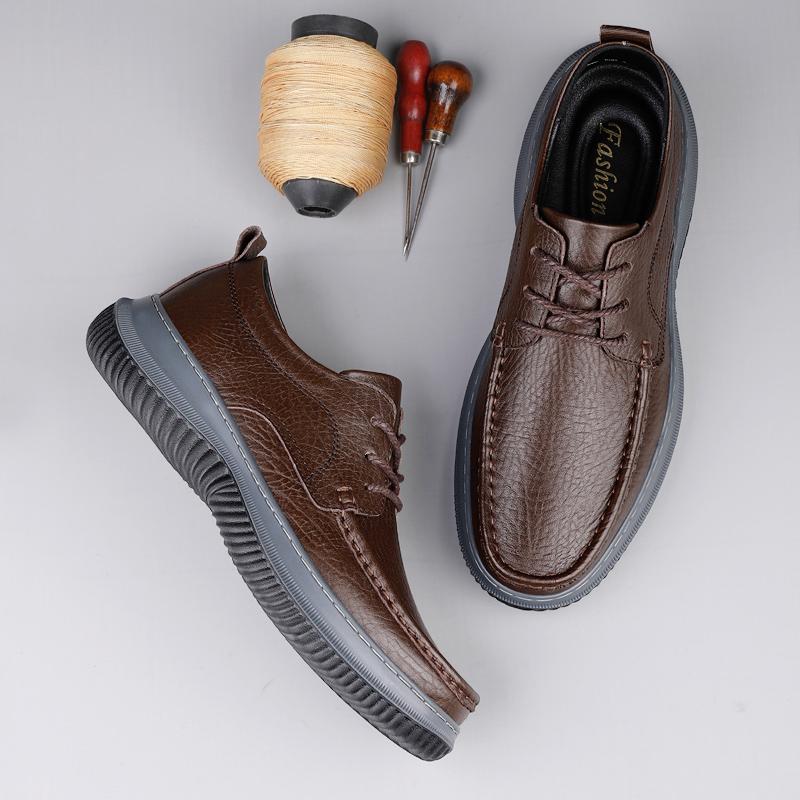 Luxury Brand Men Genuine Leather Shoes British Business Lace Up Oxford Shoe Fashion Man Casual Dress Shoes Leisure Walk Footwear