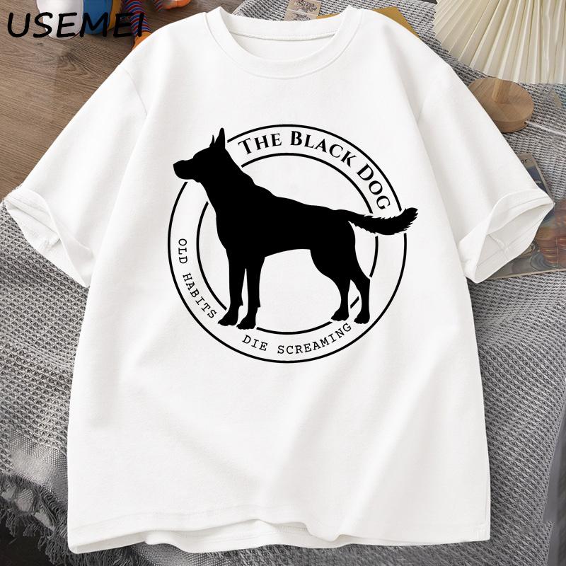 The Black Dog Old Habits Die Screaming T Shirt for Women Men Tortured Poets Department T-shirt Animal Dog Lover Tshirt Cotton