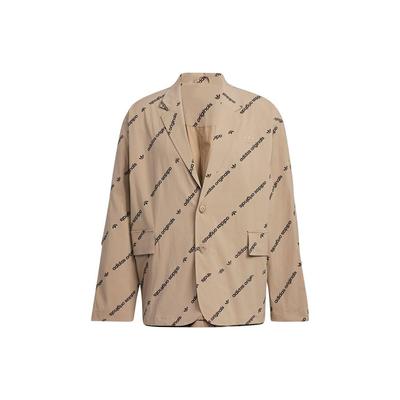 Originals Trefoil All-Over Logo Print Single-Breasted Blazer Unisex Outerwear Brown HU1240