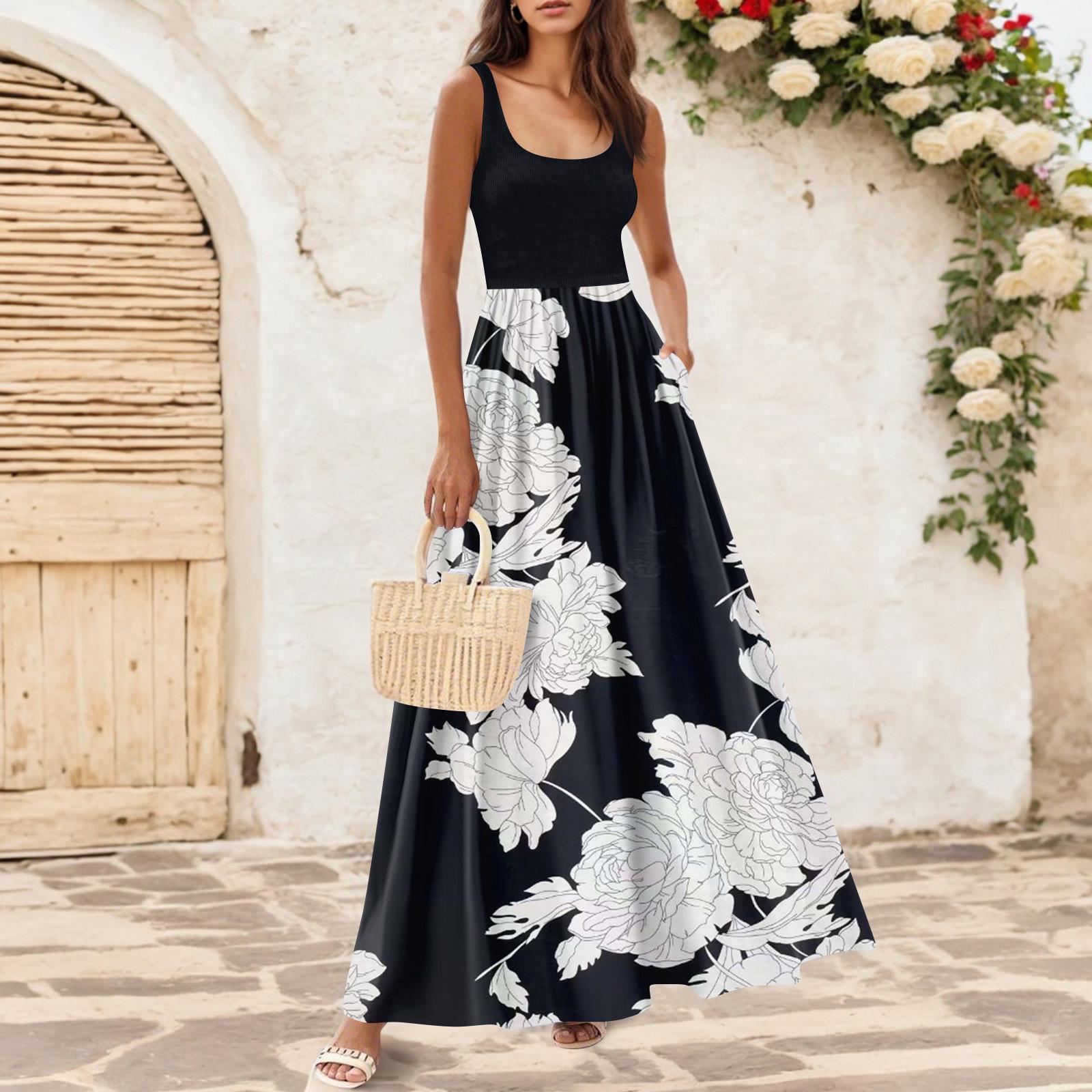 

Женские струящиеся платья Женские летние платья Повседневные длинные платья Милые цветочные длинные платья XL