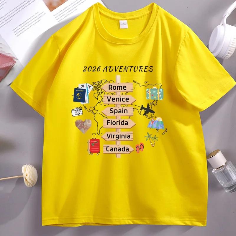 

Personalized Travel Adventures TShirt Casual Traveling Destination Tee Travel Lover Gift Family Vacation T Shirt Cotton Tops S
