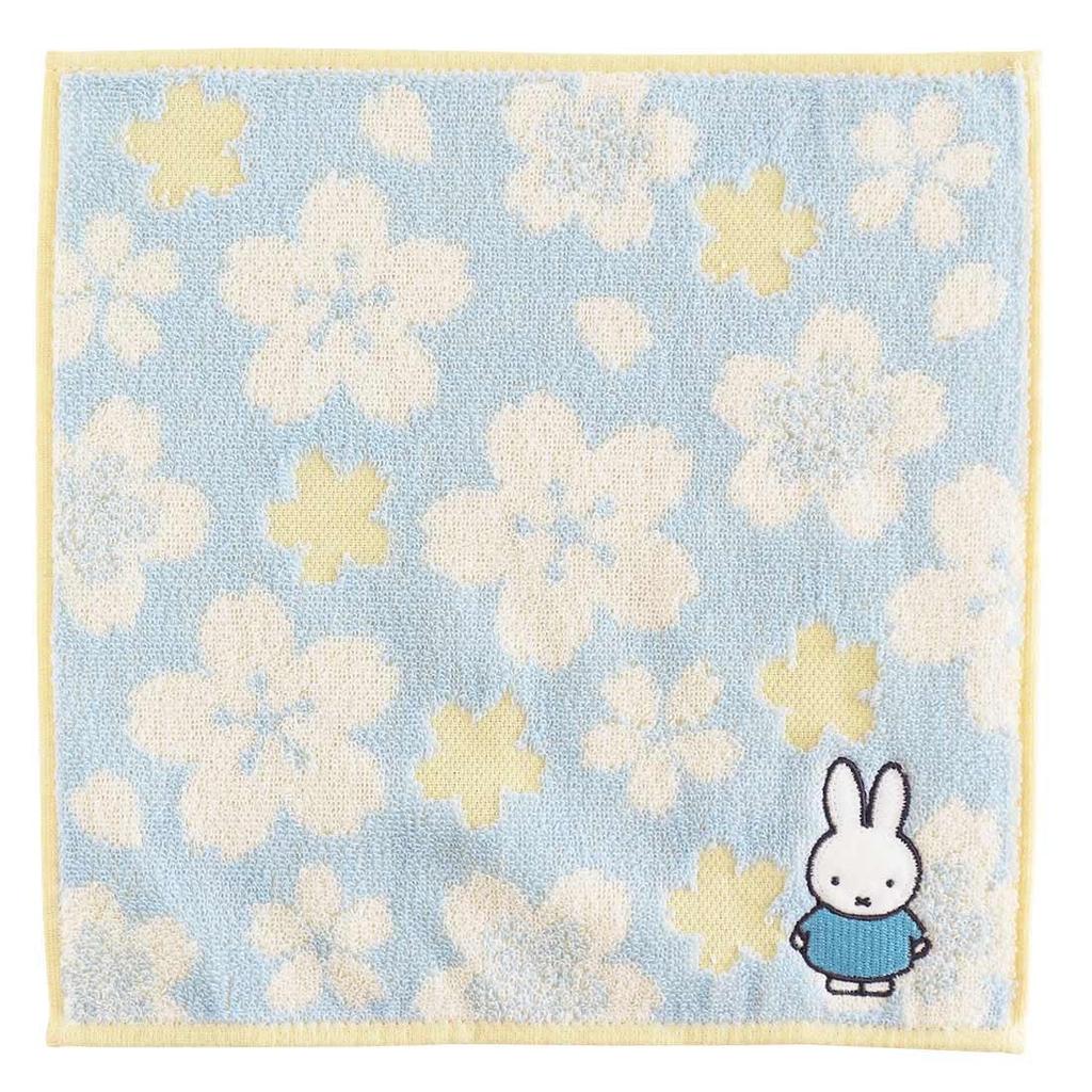 Miffy Towel Spring in Full SAKURA Series 25cm Handkerchief, Bloom, (Blue), Women's, Approx. [miffy] 000195-0014-02