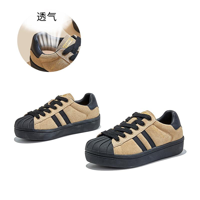 Leather Shell Head Retro Little White Shoes Women's 2025 Autumn New Platform Versatile Shoes Women's Casual Not Tired Feet Women's Shoes