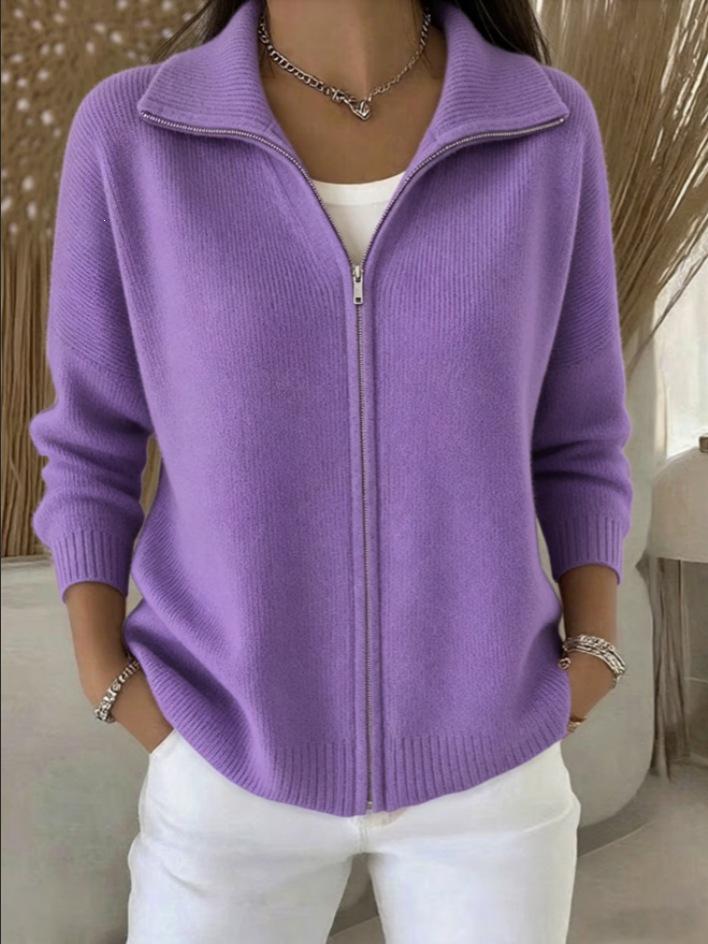 European & American Zipper Knit Cardigan Sweater - Autumn/Winter Casual Fashion for Women