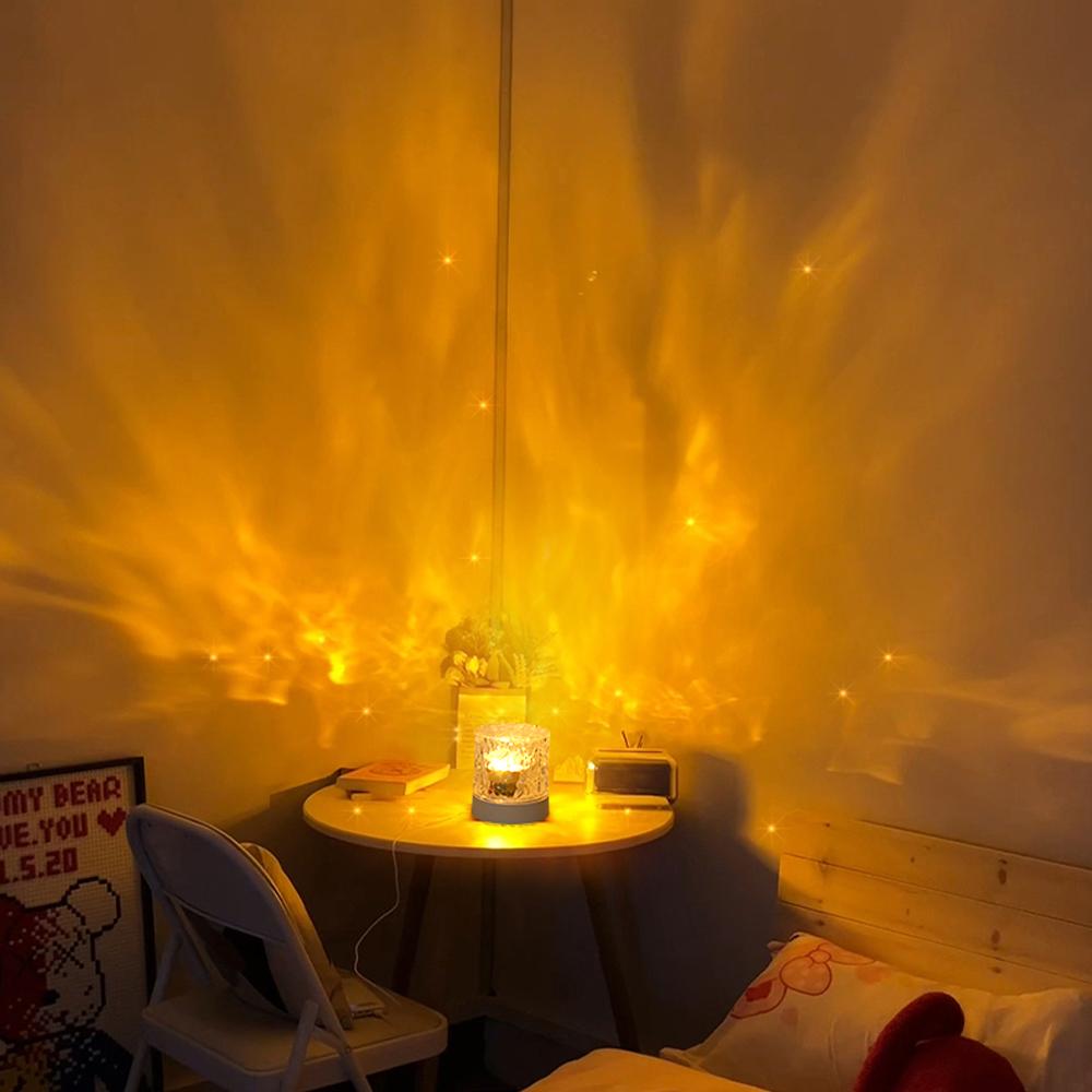 1 Stück Dynamisches Wasserwellen-Nachtlicht Desktop-Projektionslicht Schlafzimmer Spielzimmer Umgebungslicht Weihnachts-Valentinstagsgeschenk
