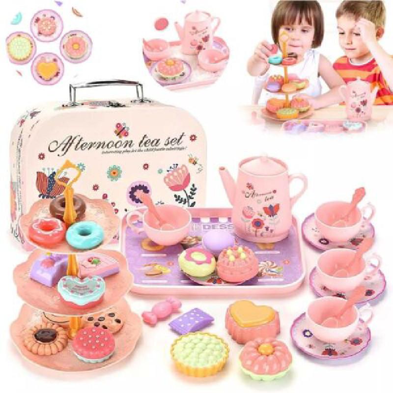 Children's Wooden Ice Cream Shop Pretend Play Dessert Set With Realistic Tea Accessories