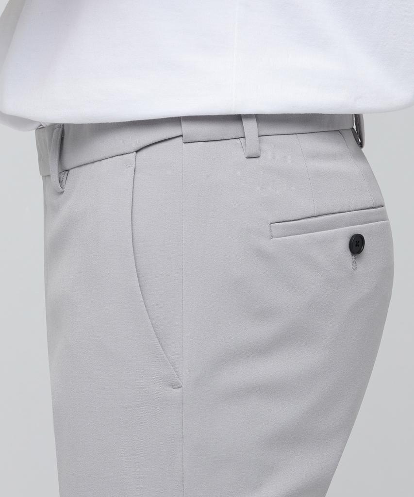 Musinsa Standard Lightweight Skinny Hidden Elastic Waist Crop Slacks [Light Gray]