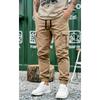 Men Drawstring Elastic Waist Multi Pocket Cargo Jogger Pants Casual Cuffed Trousers